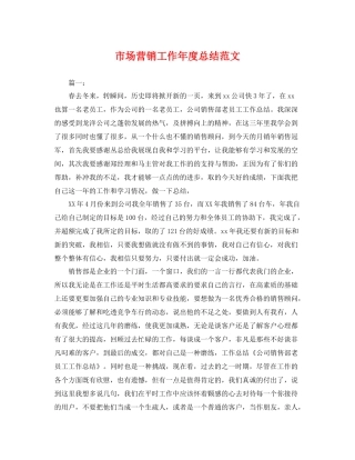 市场营销工作年度总结范文 