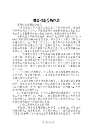 思想动态分析报告