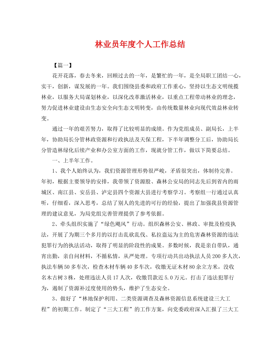 林业员年度个人工作总结 _第1页