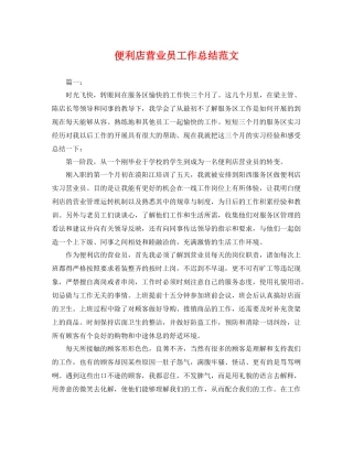 便利店营业员工作总结范文 