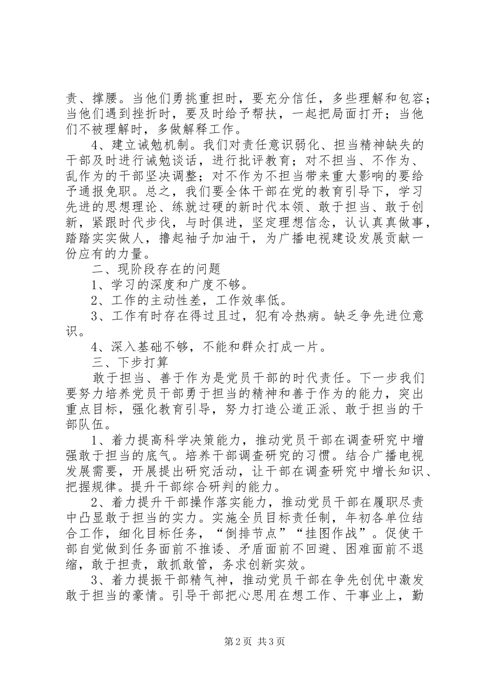 广播电视台干部担当作为工作汇报_第2页