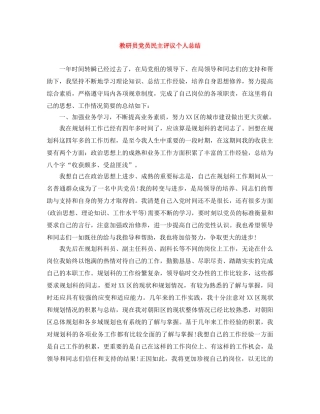 教研员党员民主评议个人总结 