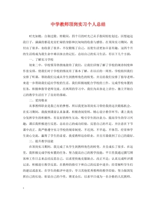 教师顶岗实习个人总结 