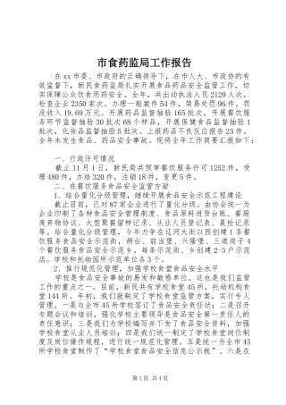 市食药监局工作报告