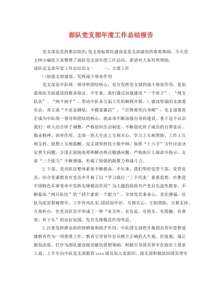 部队党支部年度工作总结报告 