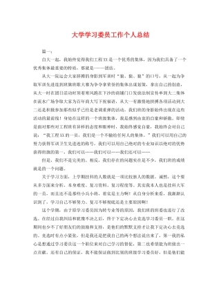 大学学习委员工作个人总结 