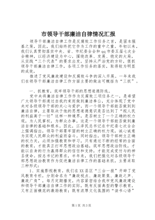 市领导干部廉洁自律情况汇报 (12)