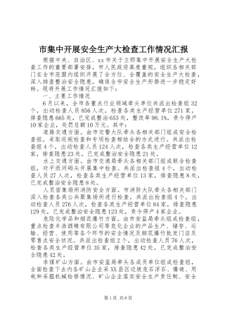 市集中开展安全生产大检查工作情况汇报