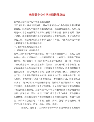 教师赴中心小学挂职锻炼总结 