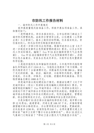市防汛工作报告材料