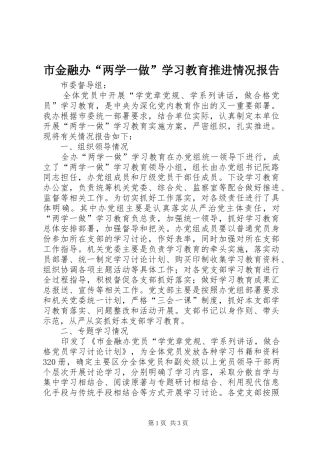 市金融办“两学一做”学习教育推进情况报告
