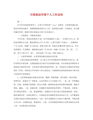 行政执法年度个人工作总结 