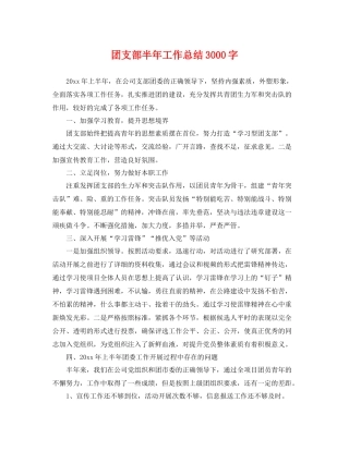 团支部半年工作总结3000字 