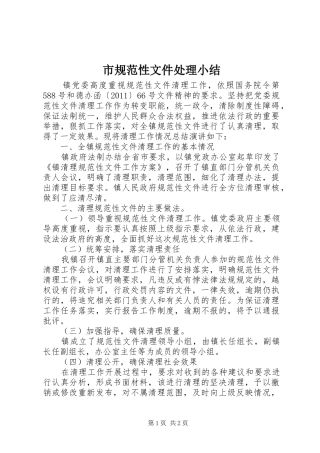 市规范性文件处理小结