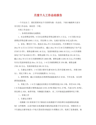 月度个人工作总结报告 
