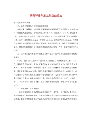 纳税评估年度工作总结范文 
