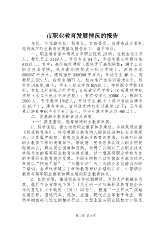 市职业教育发展情况的报告