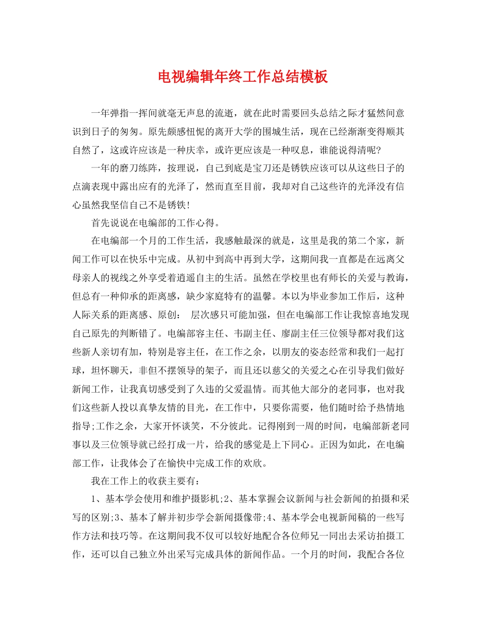 电视编辑年终工作总结模板 _第1页