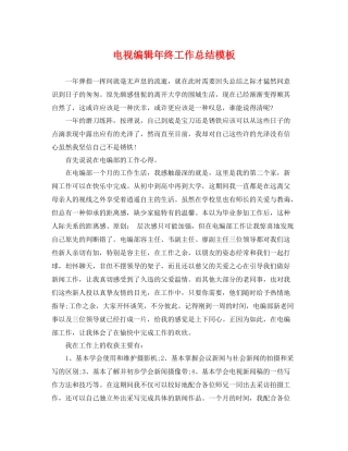 电视编辑年终工作总结模板 