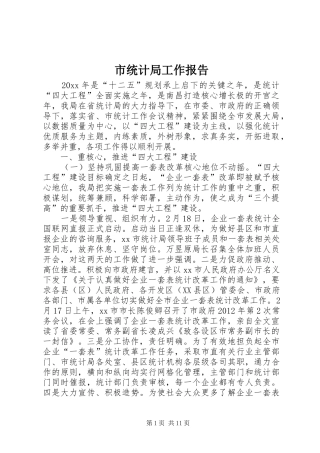 市统计局工作报告