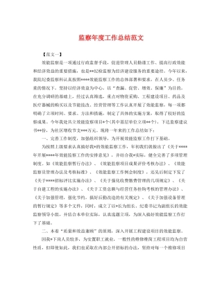 监察年度工作总结范文 