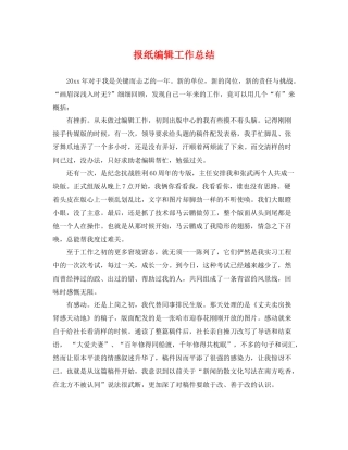 报纸编辑工作总结 