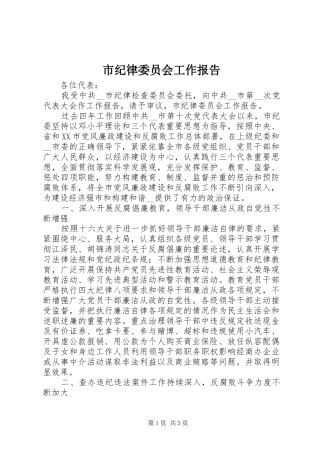 市纪律委员会工作报告