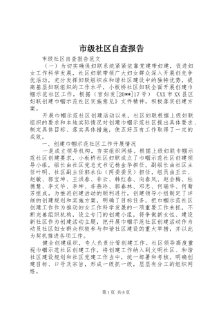 市级社区自查报告