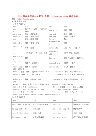 2014届高考英语一轮复习专题12Growingpains精品讲案