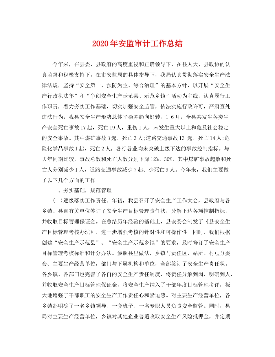 2020年安监审计工作总结 _第1页