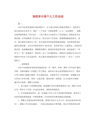 高校审计部个人工作总结 