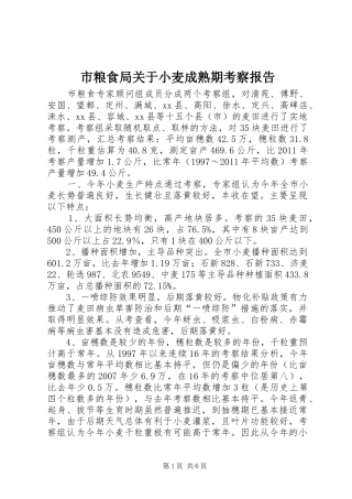 市粮食局关于小麦成熟期考察报告