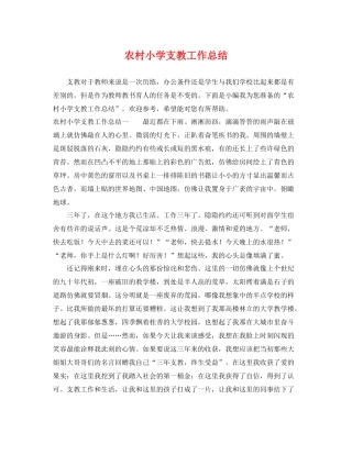 农村小学支教工作总结 