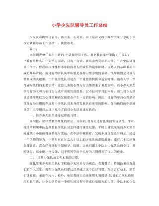 小学少先队辅导员工作总结 