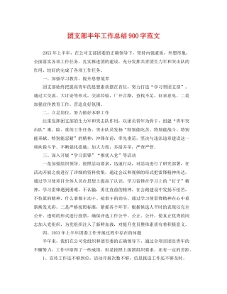 团支部半年工作总结900字范文 