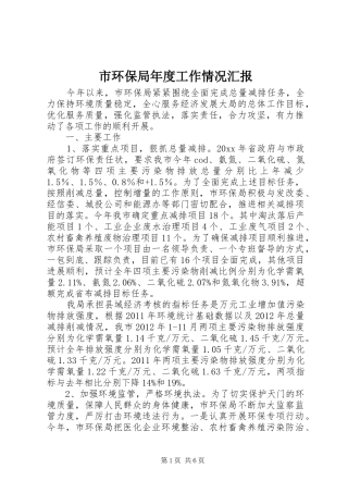 市环保局年度工作情况汇报