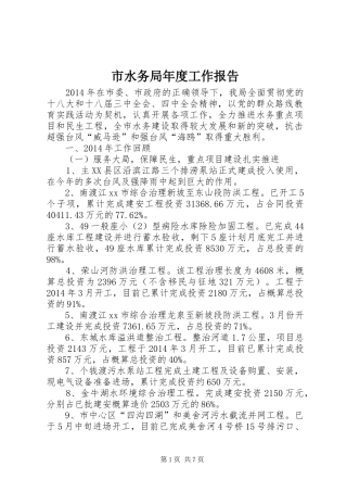 市水务局年度工作报告