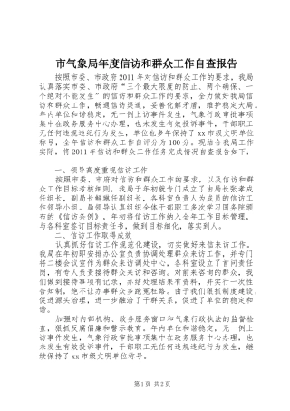 市气象局年度信访和群众工作自查报告