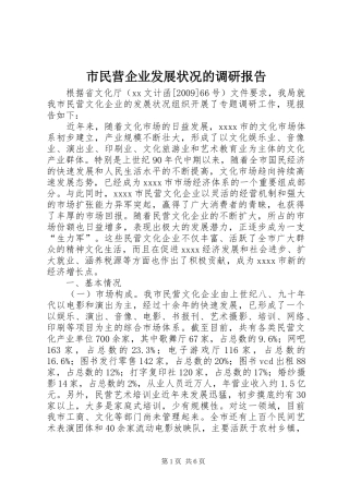市民营企业发展状况的调研报告