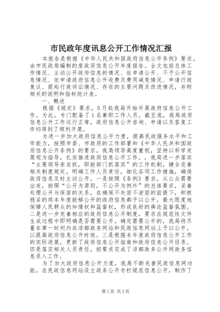 市民政年度讯息公开工作情况汇报