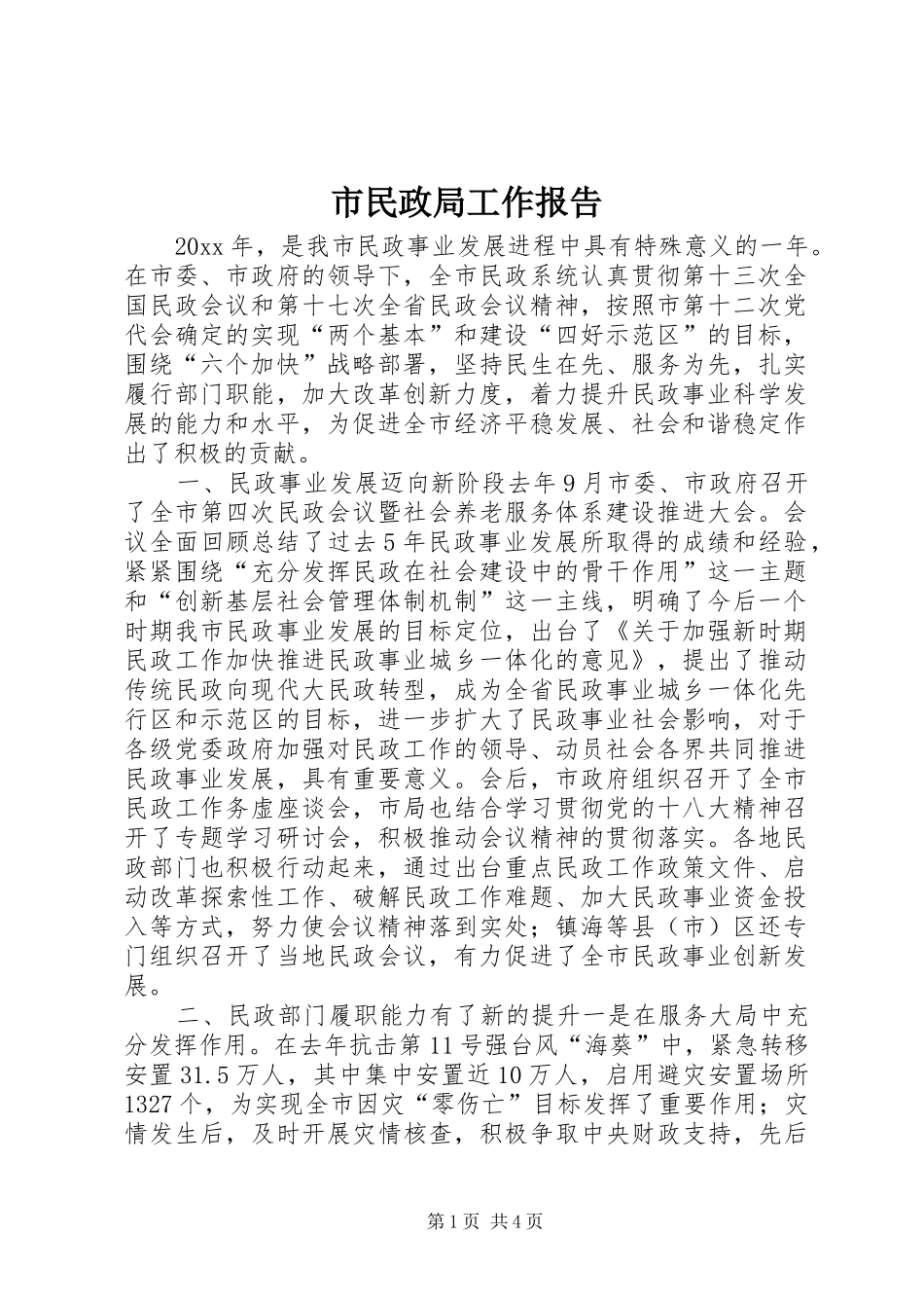 市民政局工作报告_第1页