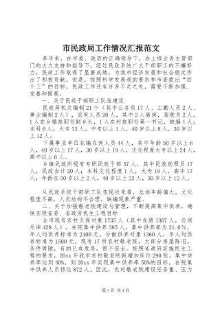 市民政局工作情况汇报范文