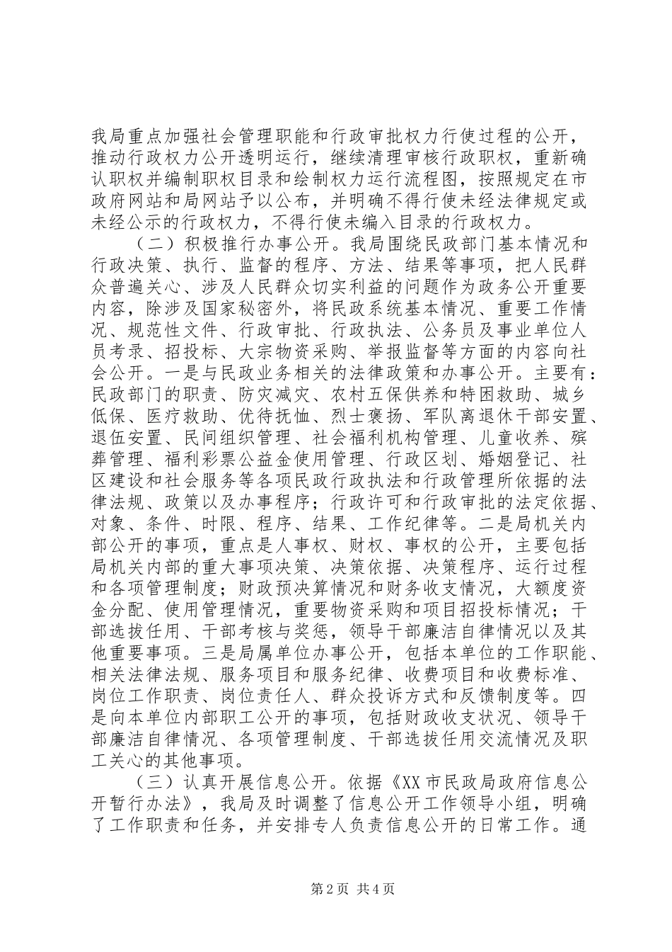 市民政局XX年政务公开工作自查报告_第2页