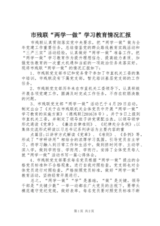 市残联“两学一做”学习教育情况汇报