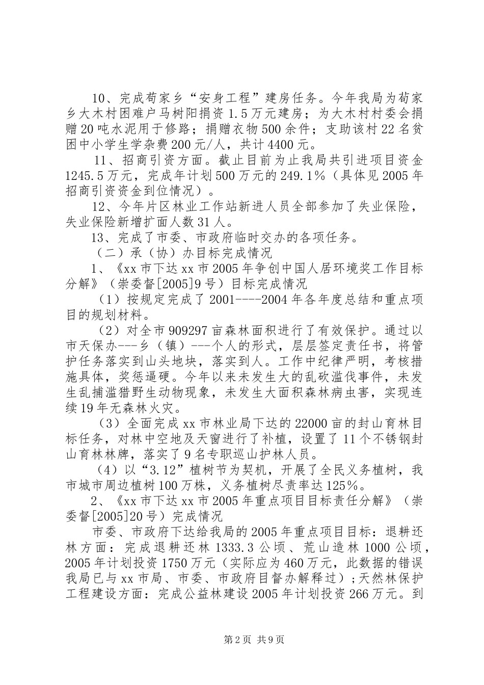 市林业局工作目标完成情况自查报告_第2页