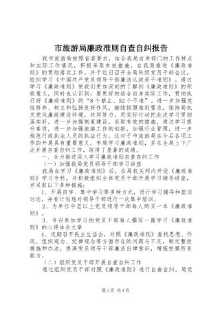 市旅游局廉政准则自查自纠报告