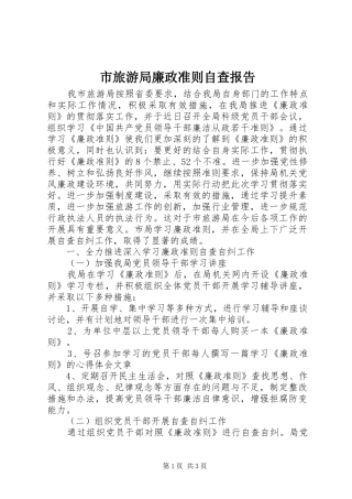 市旅游局廉政准则自查报告