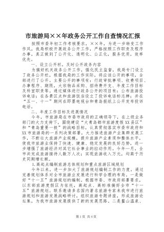 市旅游局××年政务公开工作自查情况汇报