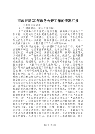 市旅游局XX年政务公开工作的情况汇报