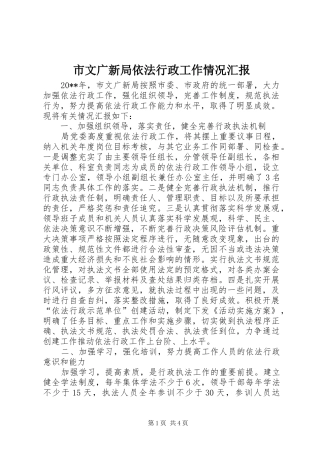 市文广新局依法行政工作情况汇报